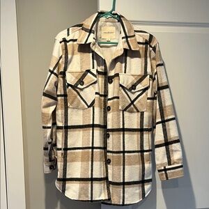 Thread & Supply Cream and Black Plaid Shaket